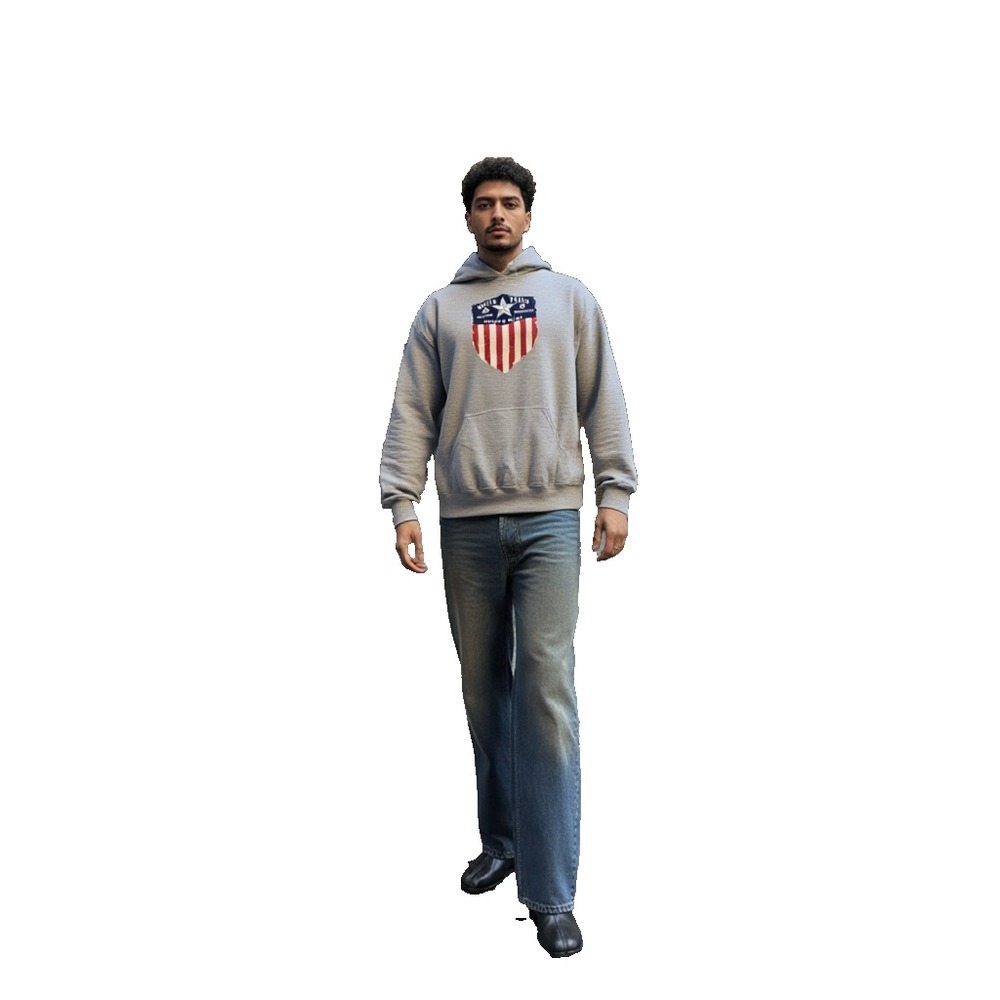 GILDAN sweater hoodie Men grey Long Sleeve Crew Neck US logos SIZE‎ M
